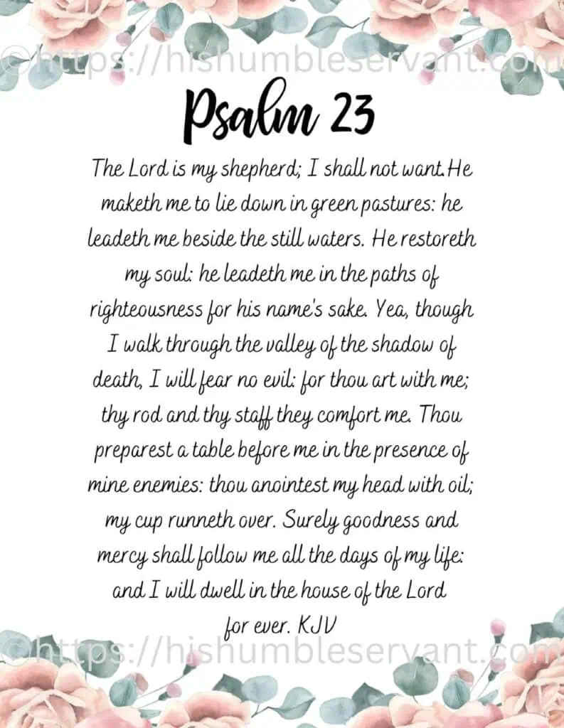 Psalm 23 Printable KJV