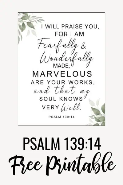 Psalm 139:14 Free Printable