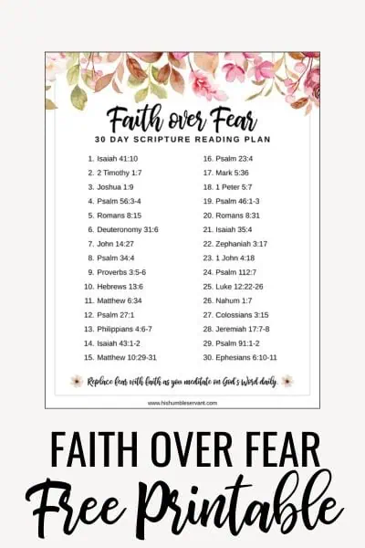 Faith over Fear Scripture Plan Free Printable